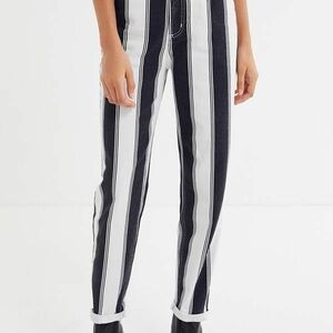 BDG Black and White Striped Straight Leg Jeans